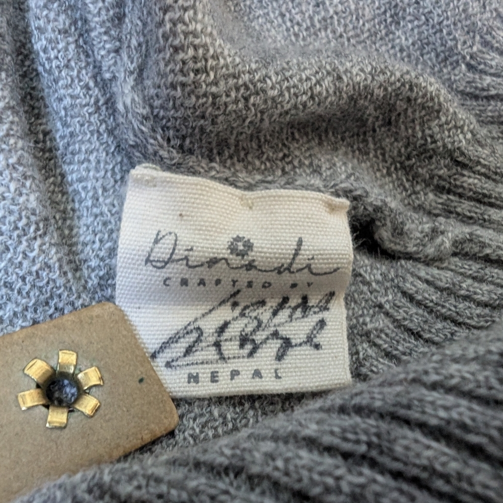 Dinadi Merino Wool Women M Turtleneck Mock Neck Grey Ethical Sustainable Capsule - Picture 4 of 5